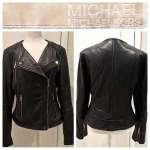 Michael Michael Kors Leather Moto Biker Jacket Size M